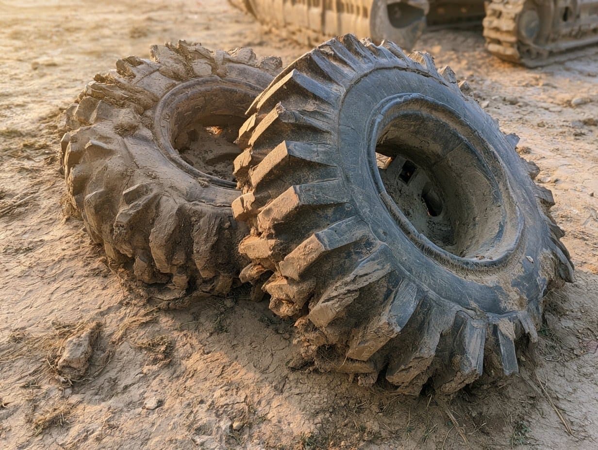 Heavy equipment tires, pair