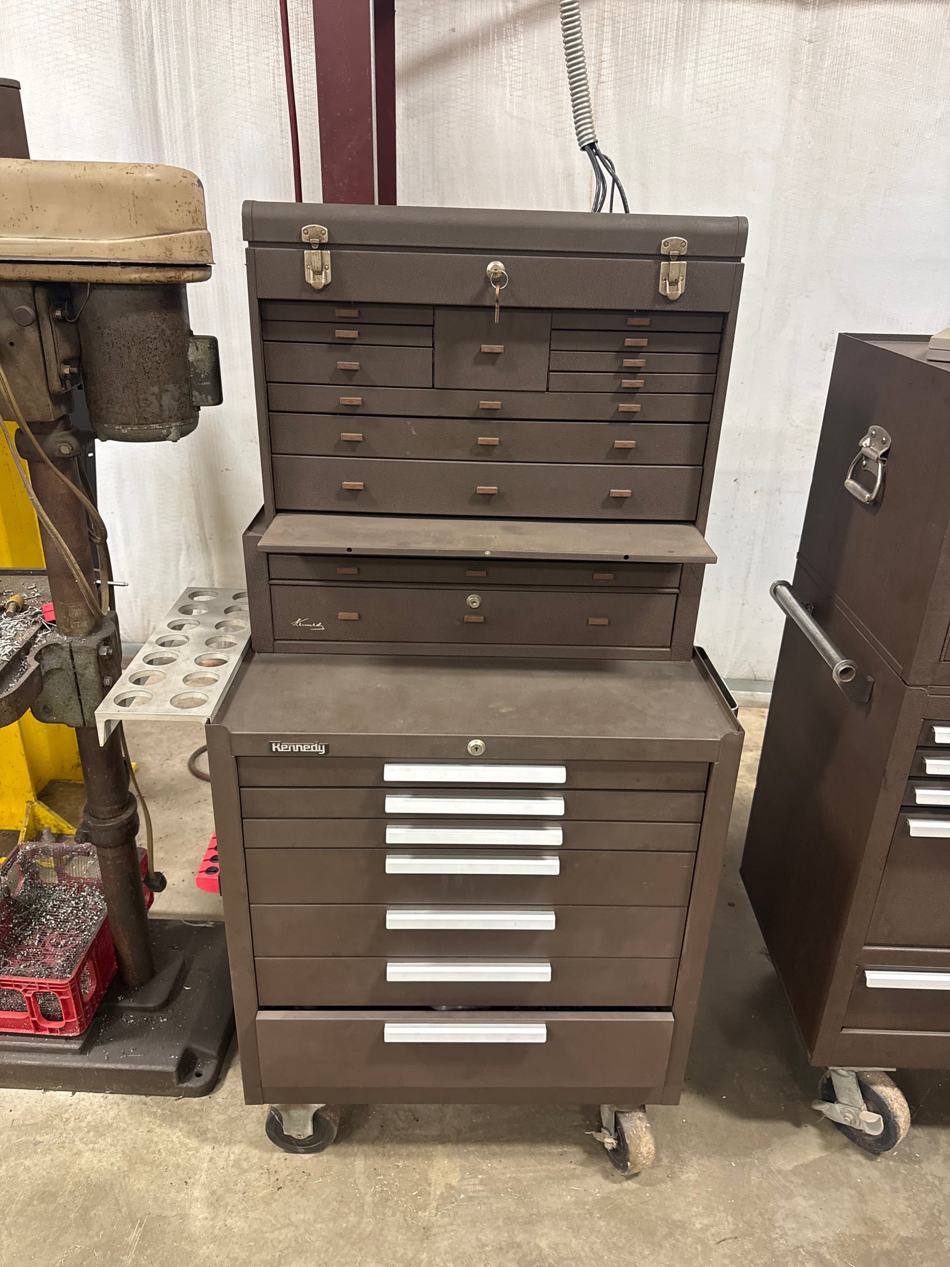 Kennedy machinist tool chest with riser and 7-drawer roller cabinet
