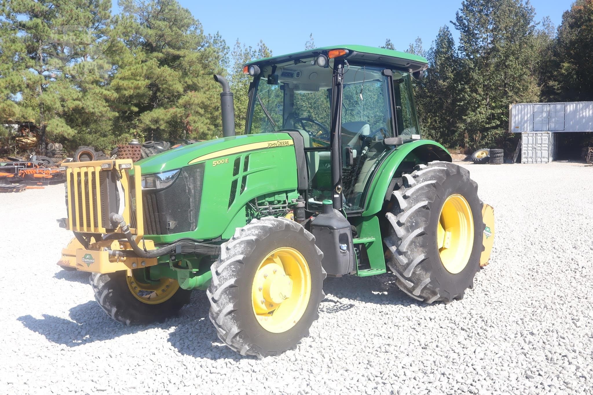 460-HOUR DEERE 5100E CAB TRACTOR WITH SIDE AND REAR FLAIL MOWERS